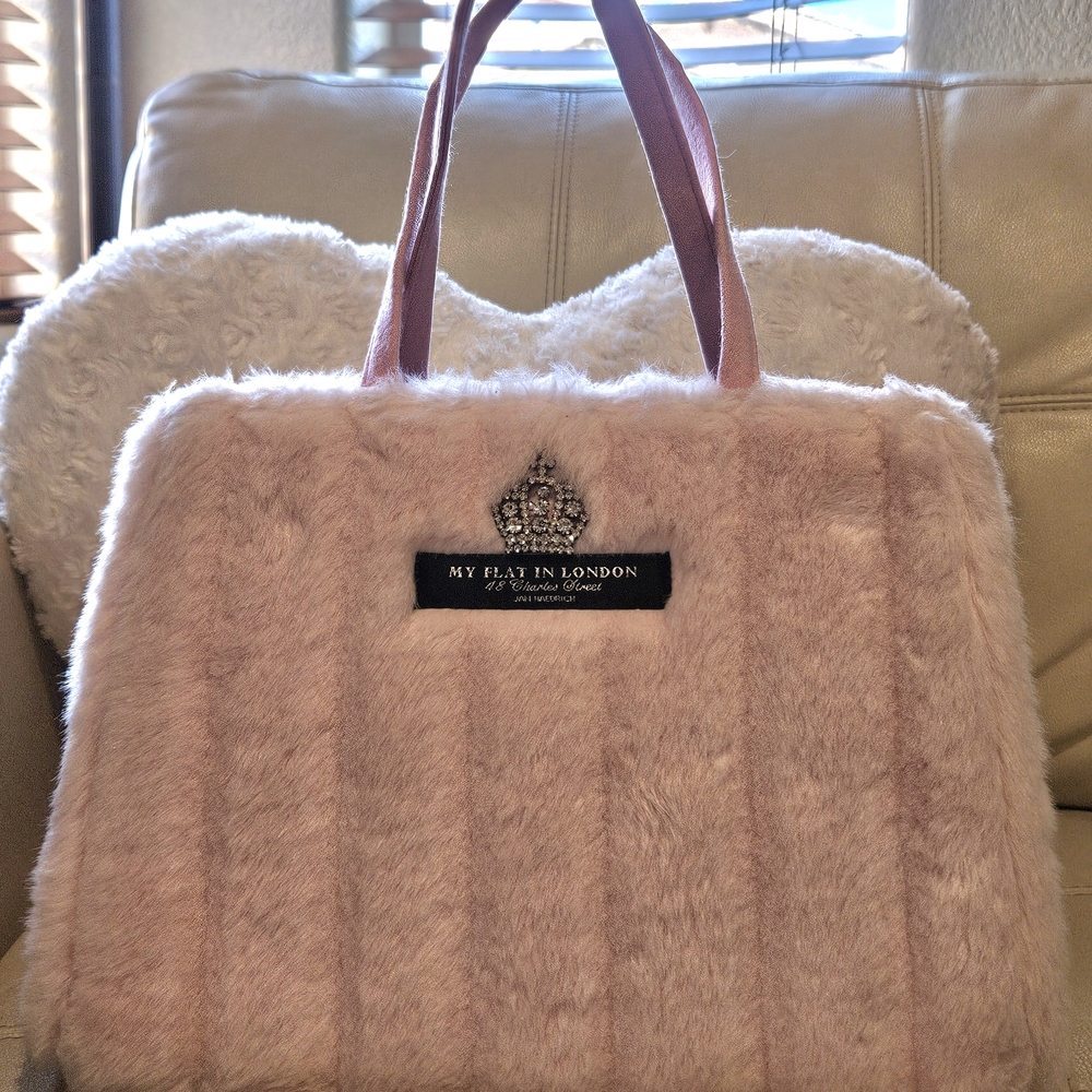 My Flat in London Pink Faux Fur Handbag. Like New. Stored In Original Bag.
